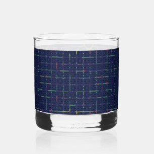 Blaue geometrische Quadrate Whiskyglas