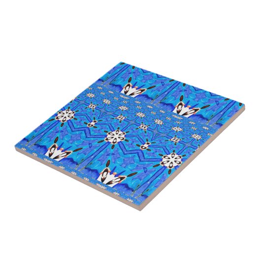 Blaue geometrische Rastermatrix Fliese (Seite)