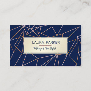 Blaue geometrische Rose Gold Berufliche Konstrukti Visitenkarte