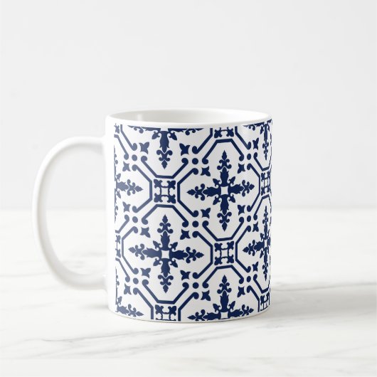 Blaue geometrische Zierziegel Kaffeetasse (Links)