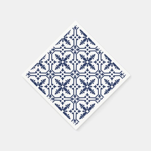 Blaue geometrische Zierziegel Serviette (Ecke)