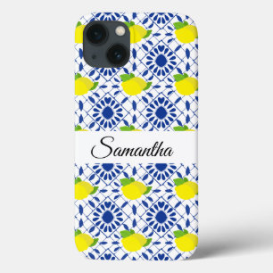 Blaue geometrische Zitronenfliese Case-Mate iPhone Hülle