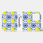 Blaue geometrische Zitronenfliese Case-Mate iPhone Hülle (Rückseite (Horizontal))