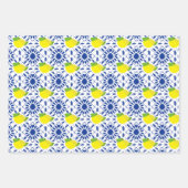 Blaue geometrische Zitronenfliese Geschenkpapier Set (Vorderseite 2)