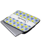 Blaue geometrische Zitronenfliese Laptopschutzhülle (Vorne Knopf)