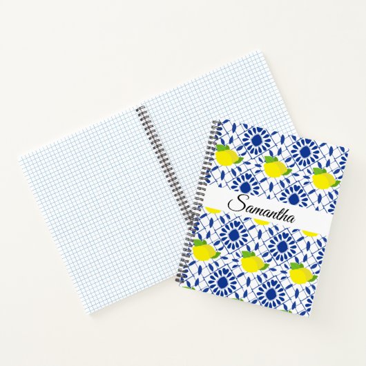Blaue geometrische Zitronenfliese Notizblock (Innenseite)