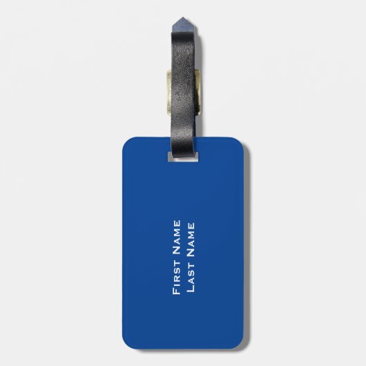 Blaue Gepäckmarke Gepäckanhänger (Rückseite vertikal)