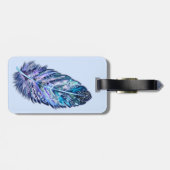 Blaue Gepäckmarke mit Feder Gepäckanhänger (Rückseite horizontal)