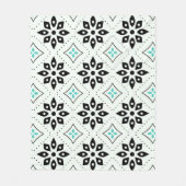 Blaue gepunktete Blume Marokkanisches Mosaikmuster Fleecedecke (Vorderseite)