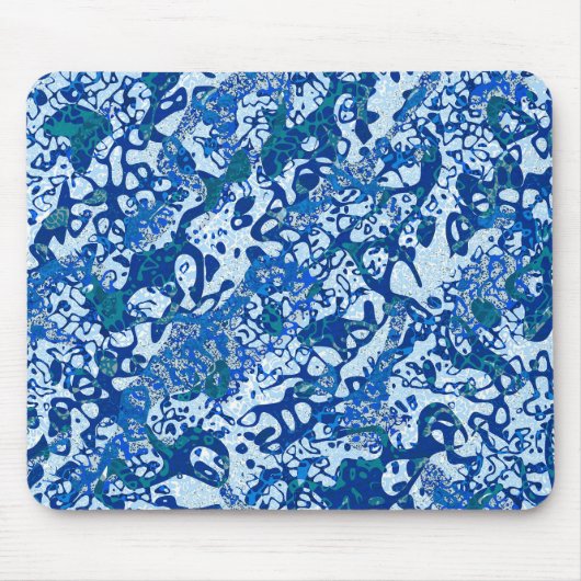 Blaue Gepunktete grafische Abstraktion Mousepad (Vorne)