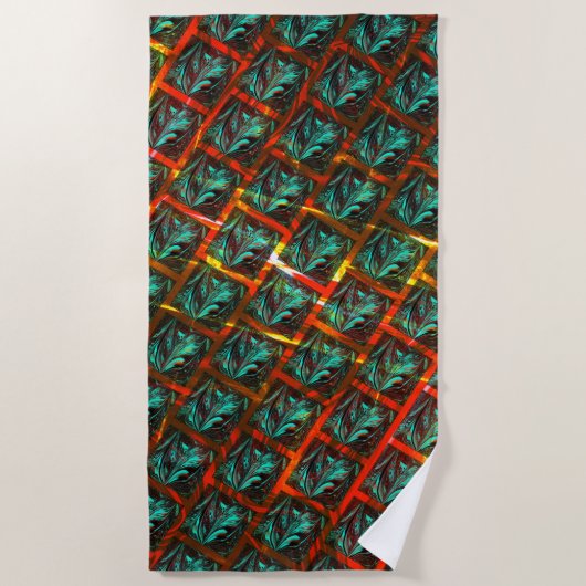 Blaue "gerahmte Augen", Quadrat, Kratzer oder rote Strandtuch (Vorderseite)