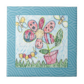 Blaue gerahmte Fliese/Trivet $13,95 Fliese (Vorderseite)