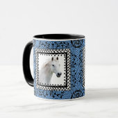 Blaue gerahmte PferdeTasse Tasse (Vorderseite Links)