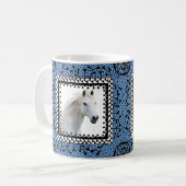 Blaue gerahmte PferdeTasse Tasse (Vorderseite Links)