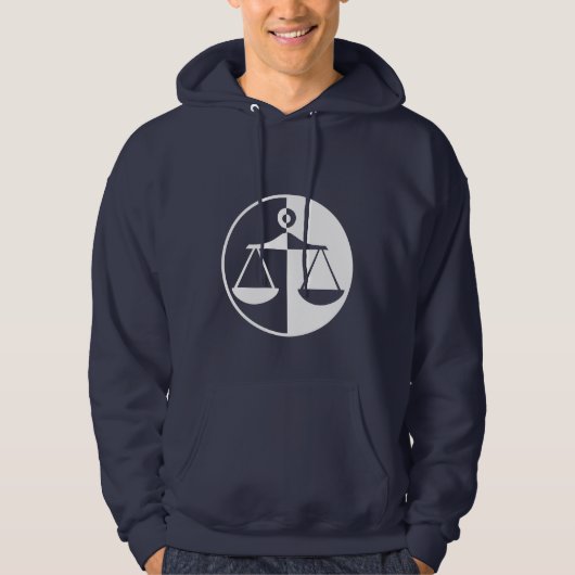 Blaue Gerechtigkeits-Skalen Hoodie (Vorderseite)