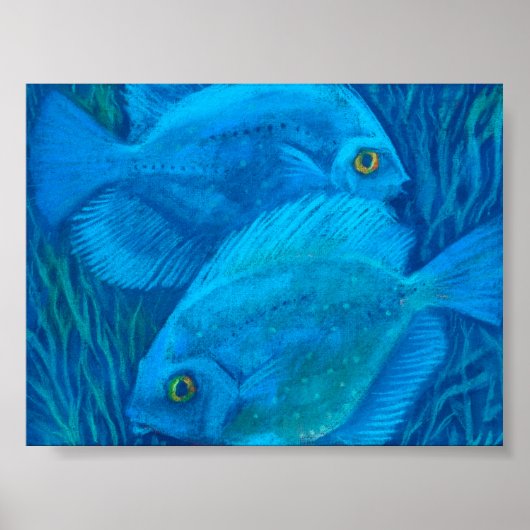 Blaue Gerichte, tropische Fische unter Wasser Tier Poster (Vorne)