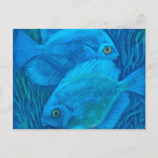 Blaue Gerichte, tropische Fische unter Wasser Tier Postkarte