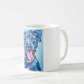 Blaue gerochene Pitbull Kaffeetasse (VorderseiteRechts)