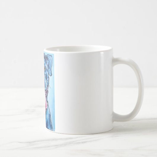 Blaue gerochene Pitbull Kaffeetasse (Rechts)