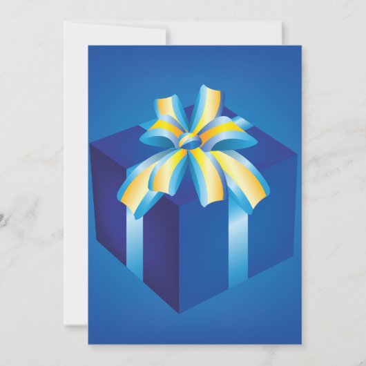 Blaue Geschenkboxen mit Gelb und Aqua Ribbon Einladung (Vorderseite)