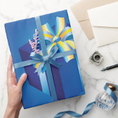 Blaue Geschenkboxen mit Gelb und Aqua Ribbon Geschenkpapier