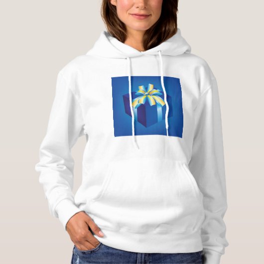 Blaue Geschenkboxen mit Gelb und Aqua Ribbon Hoodie (Vorderseite)