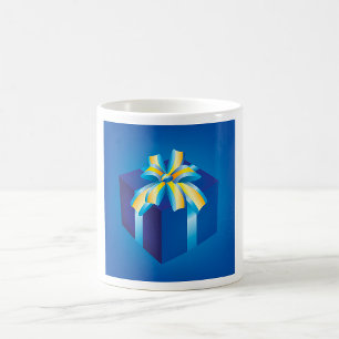 Blaue Geschenkboxen mit Gelb und Aqua Ribbon Kaffeetasse