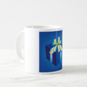 Blaue Geschenkboxen mit Gelb und Aqua Ribbon Kaffeetasse (Vorderseite Links)