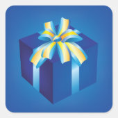 Blaue Geschenkboxen mit Gelb und Aqua Ribbon Quadratischer Aufkleber (Vorderseite)