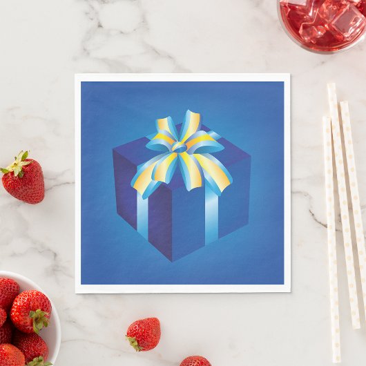 Blaue Geschenkboxen mit Gelb und Aqua Ribbon Serviette