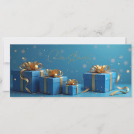 blaue Geschenke, goldene Bänder