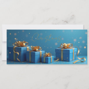 blaue Geschenke, goldene Bänder