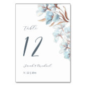 Blaue geschichtete Blumen Hochzeit Tischnummer (Vorderseite)