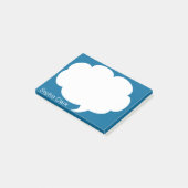 Blaue Gesprächs-Blase gerundetes personalisiertes Post-it Klebezettel (angewinkelt)