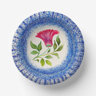 Blaue gesprenkelte Blumen-Papierschalen Pappteller