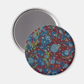 Blaue gesprenkelte rote Marmorierung Magnet (Vorderseite/Rückseite)