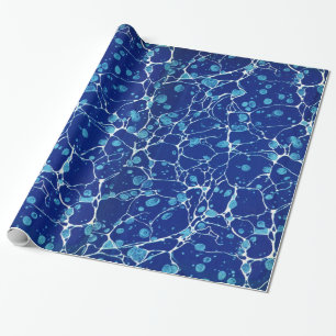 Blaue gesprenkelte Vintage-Marmorierung mit weißen Geschenkpapier
