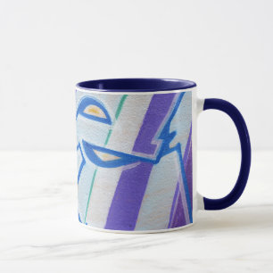 Blaue gestreifte abstrakte Graffitis Tasse