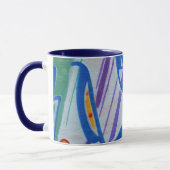 Blaue gestreifte abstrakte Graffitis Tasse (Links)