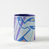 Blaue gestreifte abstrakte Graffitis Tasse (Zentrum)