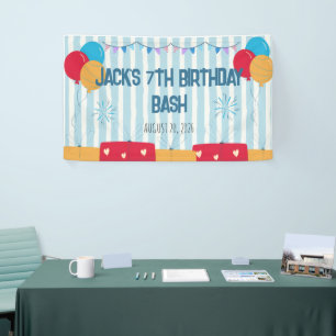 Blaue gestreifte Ballons & Geschenke Benutzerdefin Banner