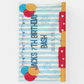 Blaue gestreifte Ballons & Geschenke Benutzerdefin Banner (Vertikal)