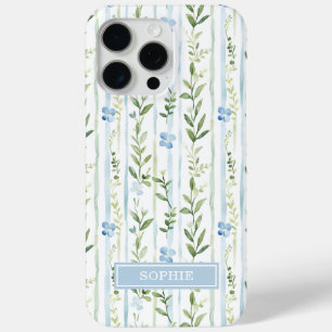 Blaue gestreifte Blumen personalisiert Case-Mate iPhone Hülle