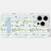 Blaue gestreifte Blumen personalisiert Case-Mate iPhone Hülle (Rückseite (Horizontal))