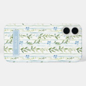 Blaue gestreifte Blumen personalisiert Case-Mate iPhone Hülle (Rückseite (Horizontal))