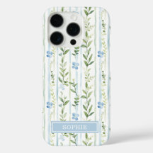 Blaue gestreifte Blumen personalisiert
