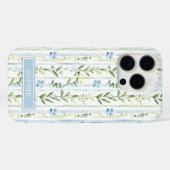 Blaue gestreifte Blumen personalisiert Case-Mate iPhone Hülle (Rückseite (Horizontal))