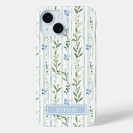 Blaue gestreifte Blumen personalisiert Case-Mate iPhone Hülle
