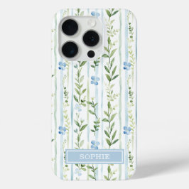 Blaue gestreifte Blumen personalisiert Case-Mate iPhone Hülle