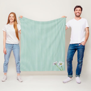 Blaue gestreifte Blumen-Wasserfarbe-Daisy-Ei Fleecedecke